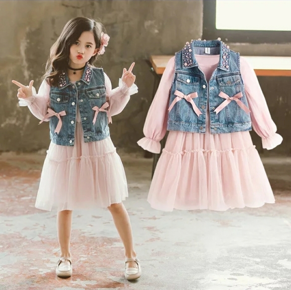 Other - NWT! Dress w/ denim vests in STOCK!! Multiple sizes